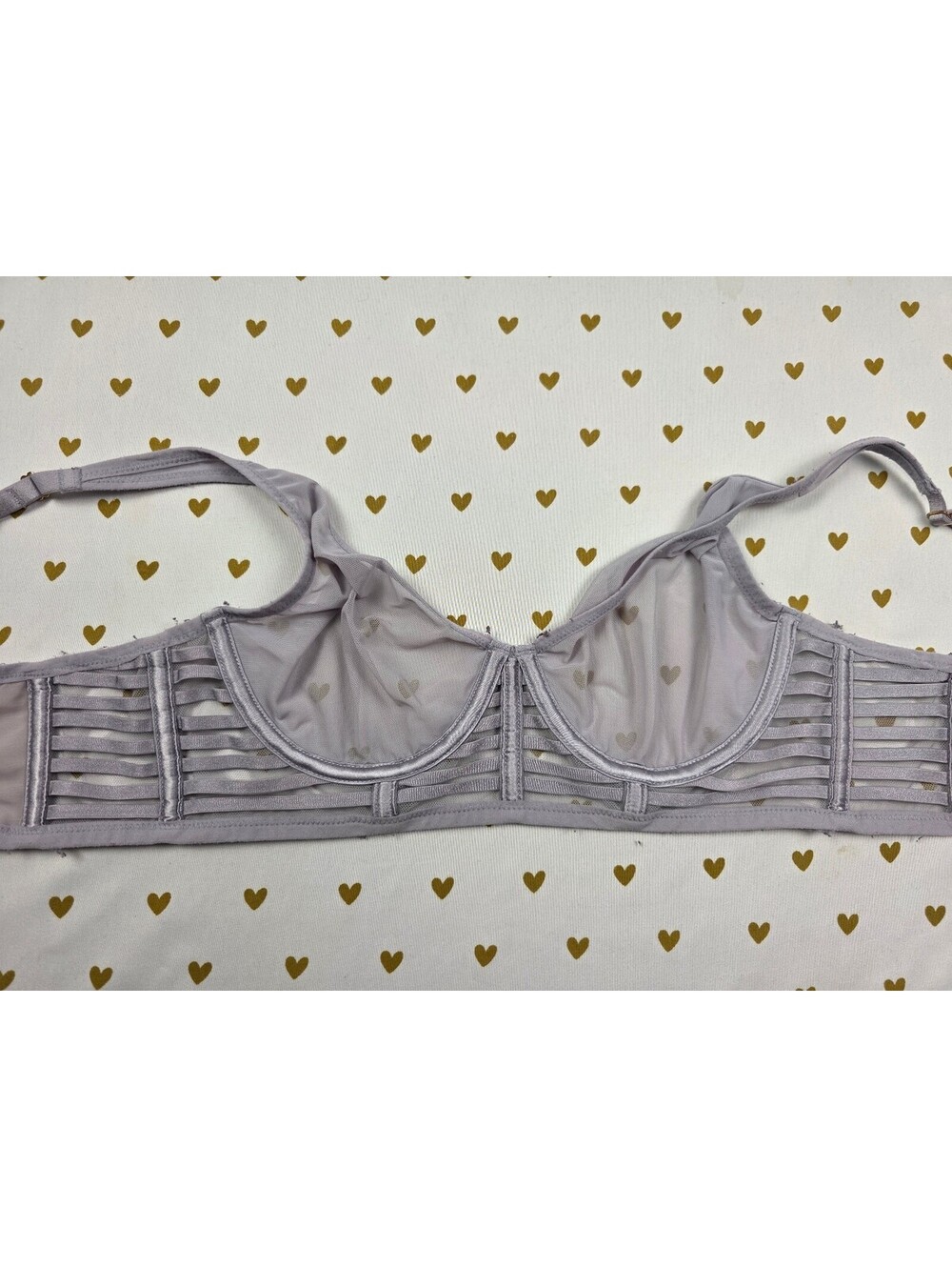 Victorias Secret Unlined Caged Strappy Sheer Plunge Bra 34C